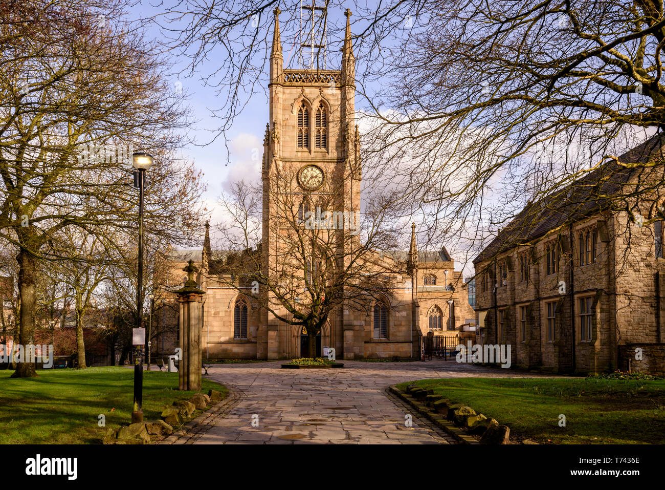 Blackburn Cathedral, officially known as the Cathedral Church of Blackburn Saint Mary the Virgin with St Paul, is an Anglican cathedral . Stock Photo