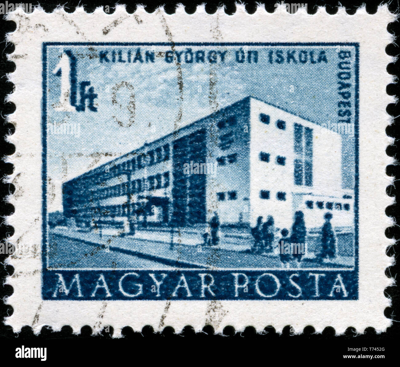 Postage stamp from Hungary in the Buildings of the Five-Year-Plan in Budapest series issued in 1958 Stock Photo