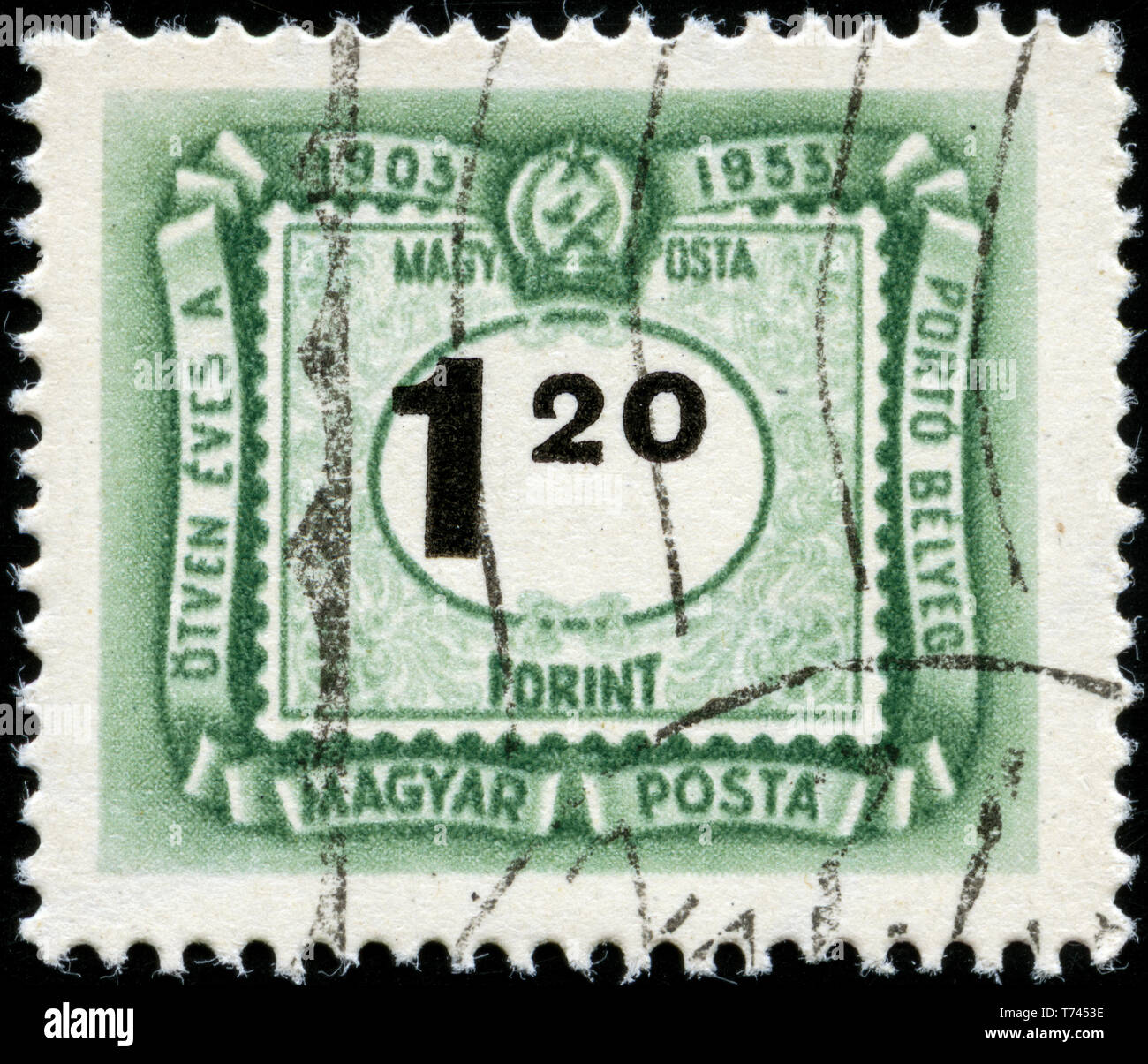 Postage stamp from Hungary in the Postage Due series issued in 1953 Stock Photo