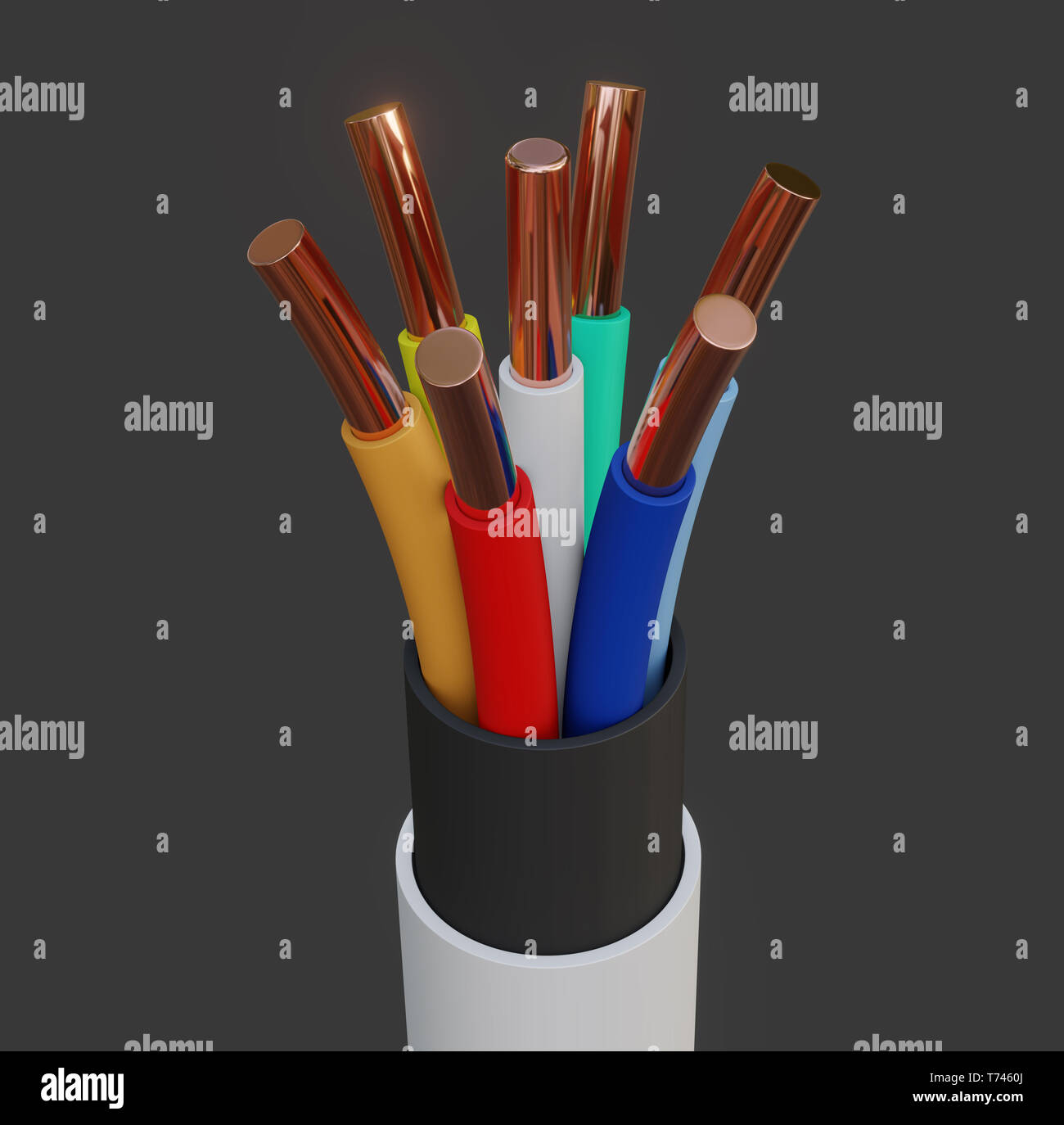 Seven-wire cable, different colors. 3D illustration Stock Photo - Alamy