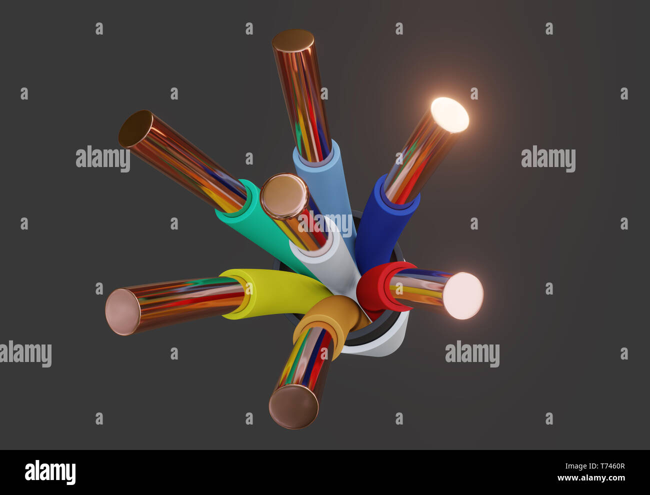 Seven-wire cable, different colors. 3D illustration Stock Photo - Alamy