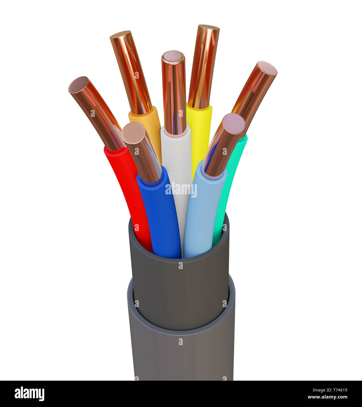 Seven-wire cable, different colors. 3D illustration Stock Photo - Alamy
