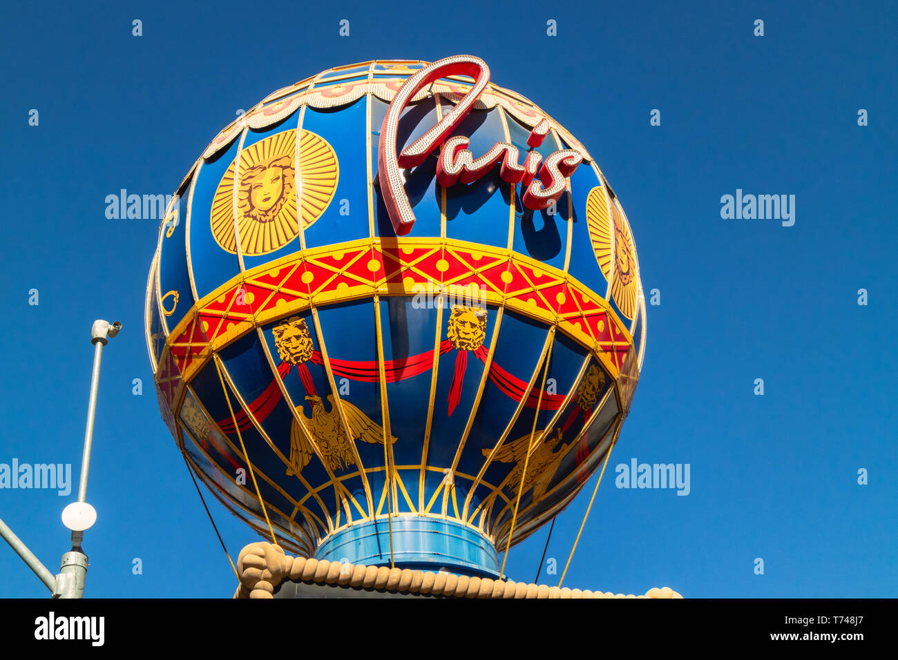 Paris Las Vegas hotel and Casino sign in the shape of the Montgolfier  balloon with the theme of Paris in France Stock Photo - Alamy