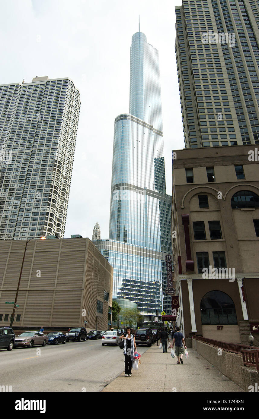Chicago, Illinois, USA 2019 View of the Trump International Hotel