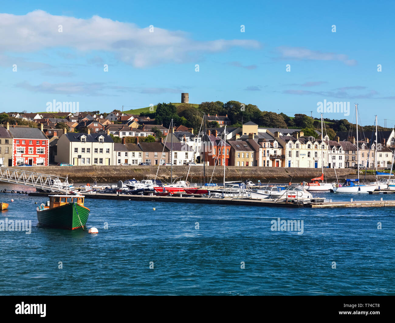Boats in a harbour of Strangford Lough in the town of Portaferry, Northern Ireland; Portaferry, County Down, Ireland Stock Photo