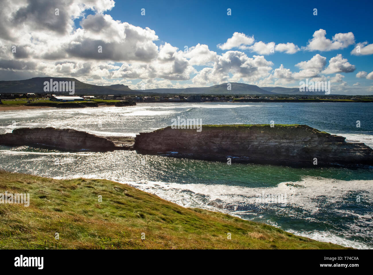Along the coastline of Bundoran, a popular seaside resort town; Bundoran, County Donegal, Ireland Stock Photo