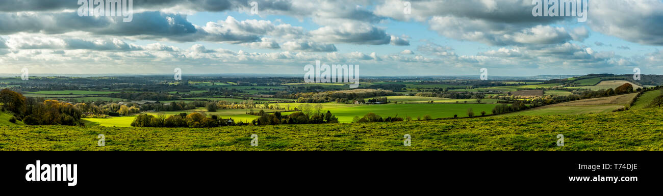Panoramic view of the North Downs Way, Southern England; Kent, England Stock Photo