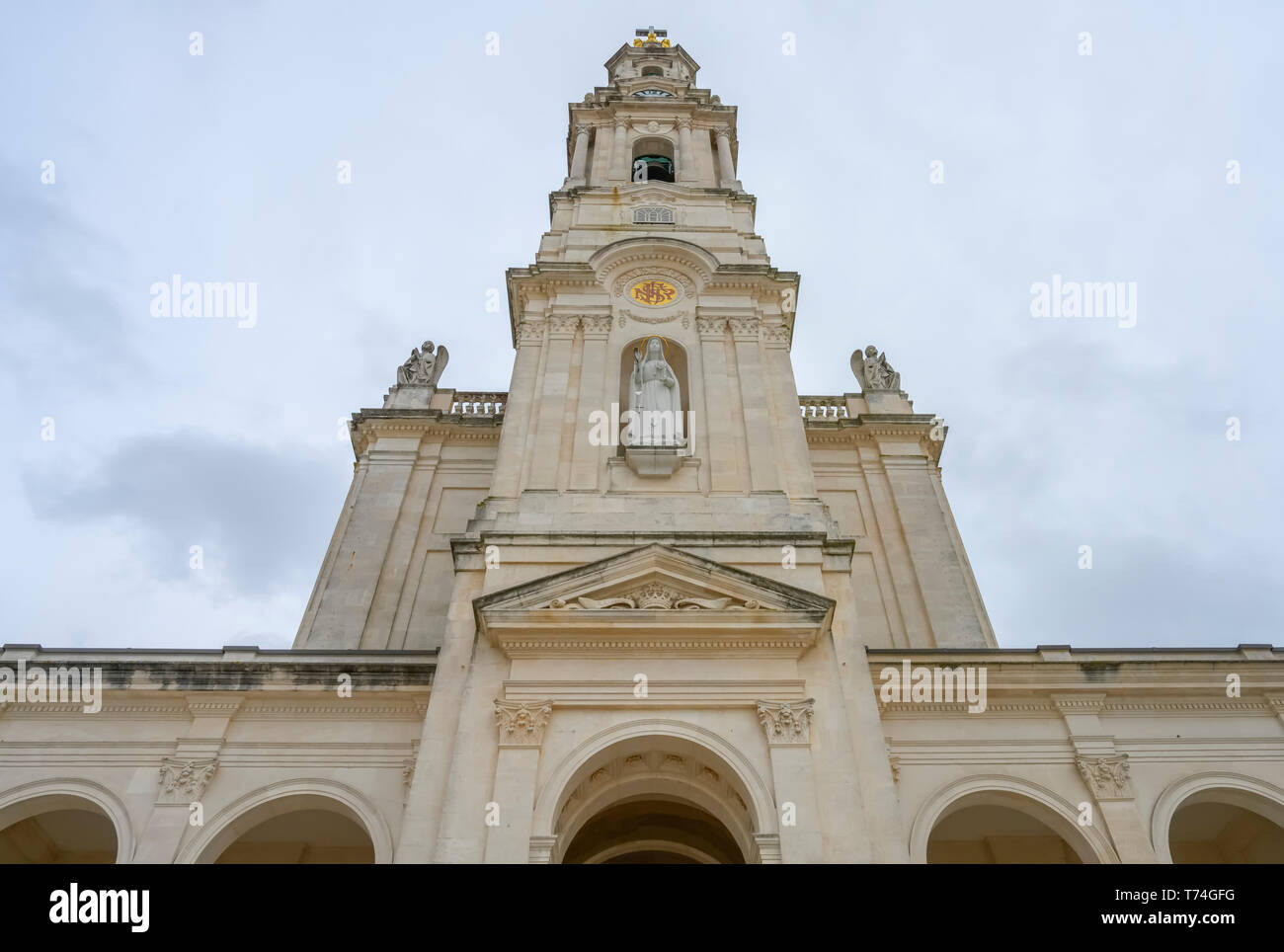 Front facade of a church building; Ourem Municipality, Santarem District, Portugal Stock Photo