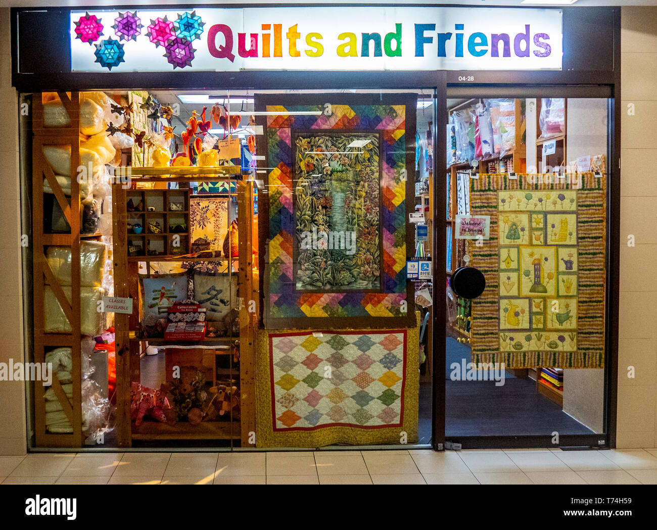 Quilts and Friends a needle craft and textile shop in Singapore Stock Photo