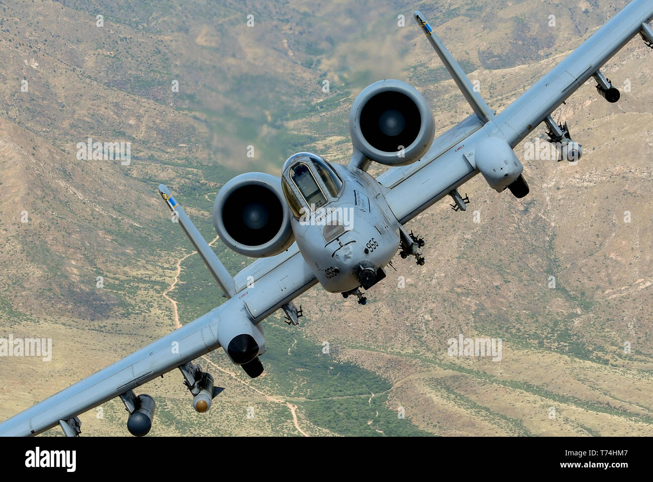 An A-10C Thunderbolt II flies over southern Arizona, April 29, 2019.  The A-10 is the Air Force's premier close air support aircraft, providing invaluable protection to troops on the ground. (U.S. Air Force photo by Staff Sgt. Betty R. Chevalier) Stock Photo