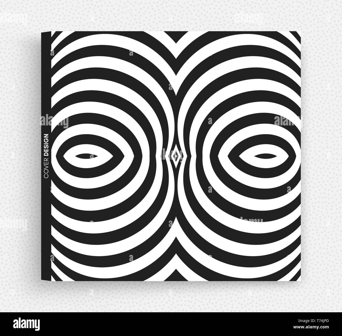 Cover design template. Black and white design. Abstract striped