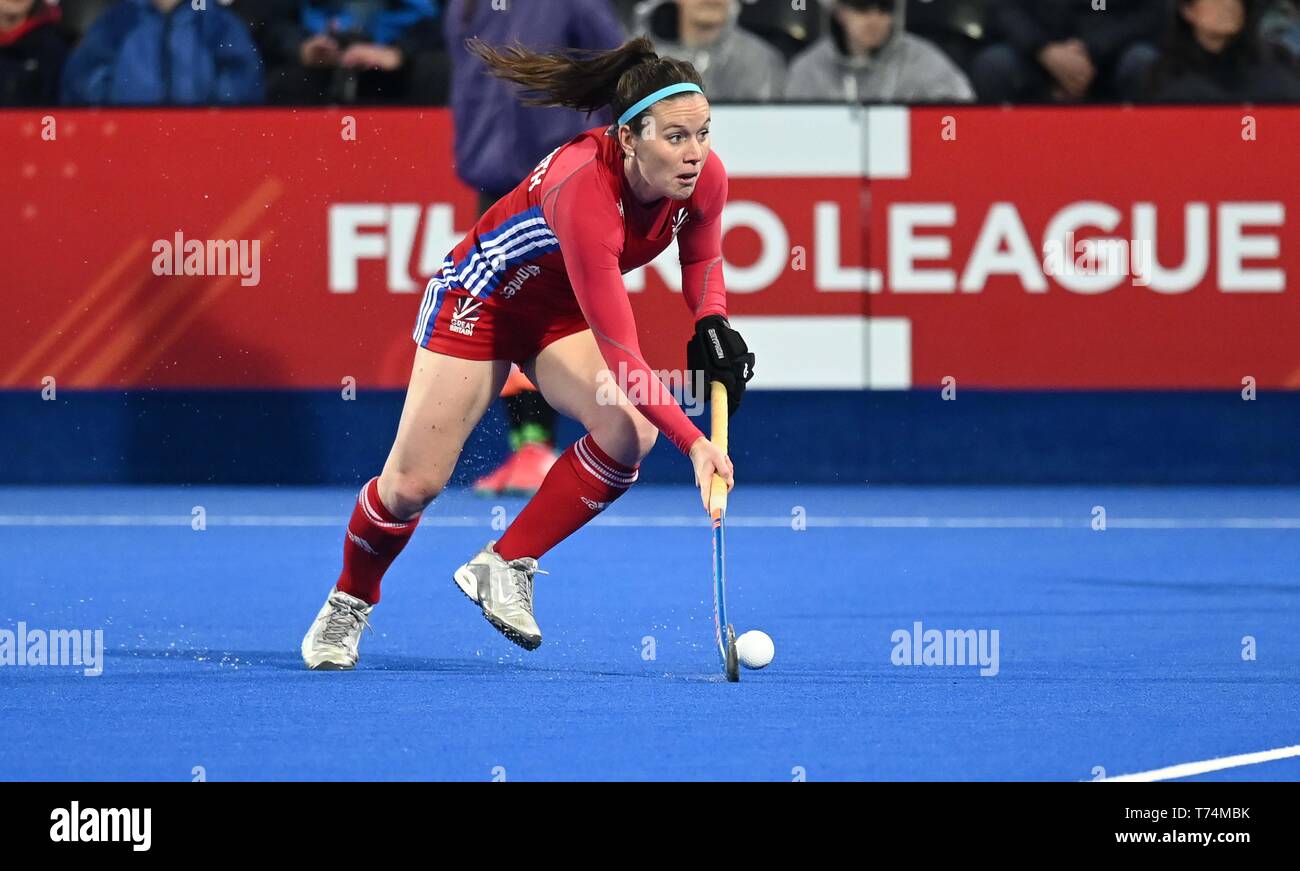 London, UK. 3rd May, 2019. Laura Unsworth (Great Britian). Great Britain v China. Womens hockey. FIH Pro League. Lee Valley Hockey and Tennis Centre. London, UK. 03rd May, 2019. Credit: Sport In Pictures/Alamy Live News Stock Photo