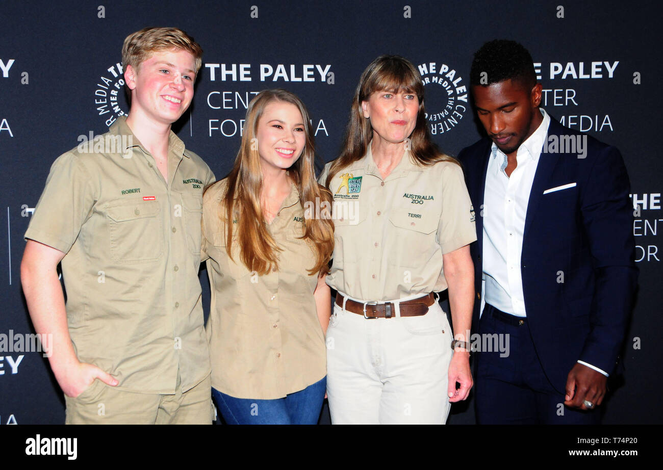 Beverly Hills, California, USA 3rd May 2019  Television personalities Robert Irwin, Bindi Irwin, Terri Irwin and Scott Evans attend The Paley Center for Media Presents: An Evening with the Irwins: Crikey! Its The Irwins Screening and Conversation on May 3, 2019 at The Paley Center for Media in Beverly Hills, California, USA. Photo by Barry King/Alamy Live News Stock Photo