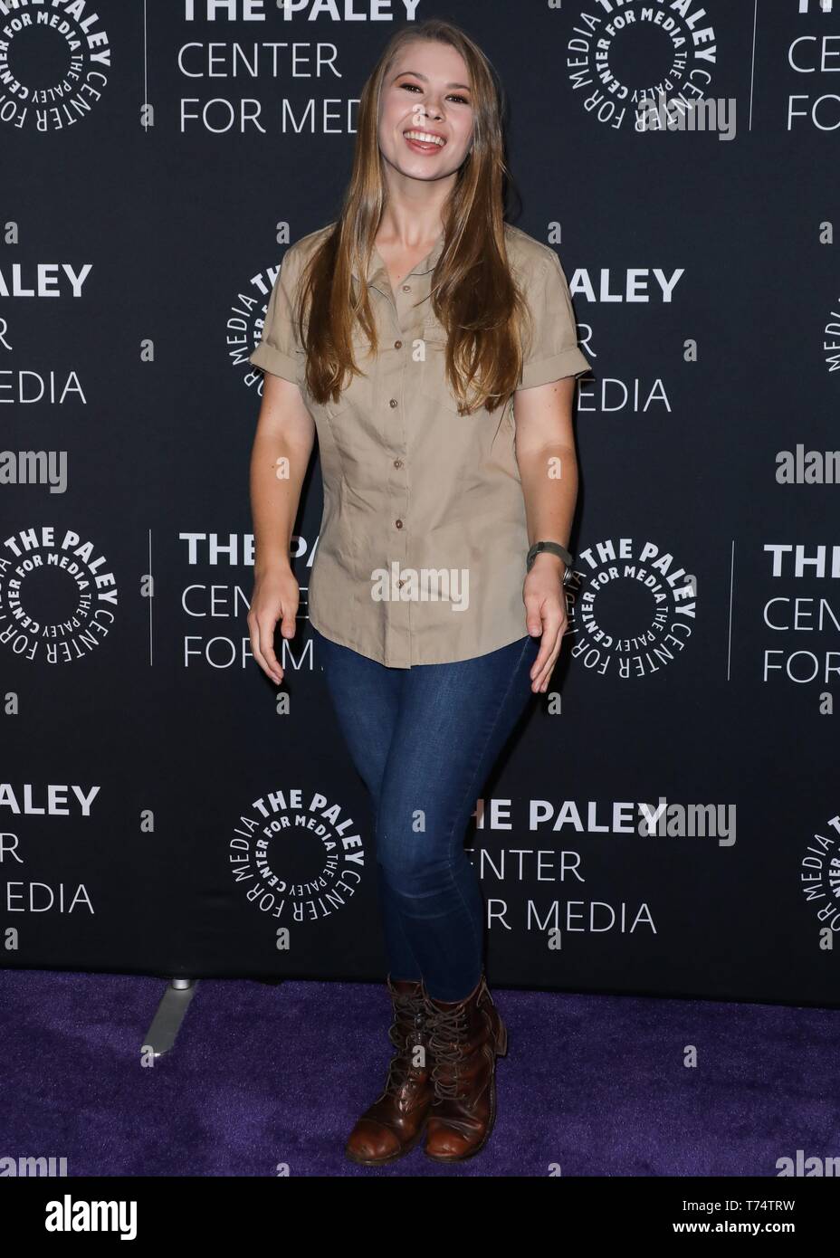 BEVERLY HILLS, LOS ANGELES, CALIFORNIA, USA - MAY 03: Bindi Irwin arrives at The Paley Center For Media Presents: An Evening With The Irwins: 'Crikey! It's The Irwins' Screening And Conversation held at The Paley Center for Media on May 3, 2019 in Beverly Hills, Los Angeles, California, United States. (Photo by David Acosta/Image Press Agency) Stock Photo