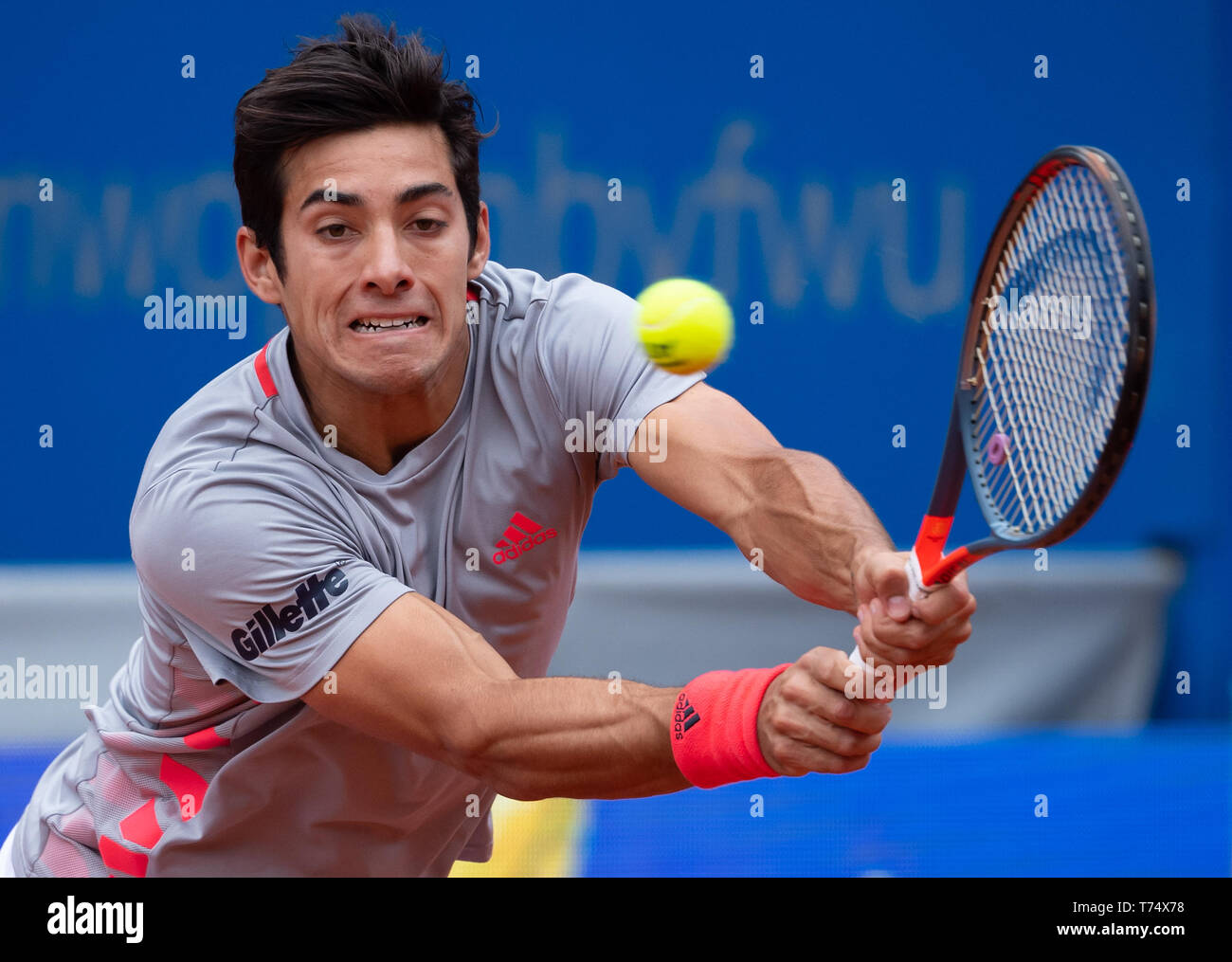 Munich, Germany. 04th May, 2019. Tennis: ATP-Tour - Munich, Individual,  Men, Semifinal: Garin (Chile) - Cecchinato (Italy). Christian Garin hits a  backhand. Credit: Sven Hoppe/dpa/Alamy Live News Stock Photo - Alamy