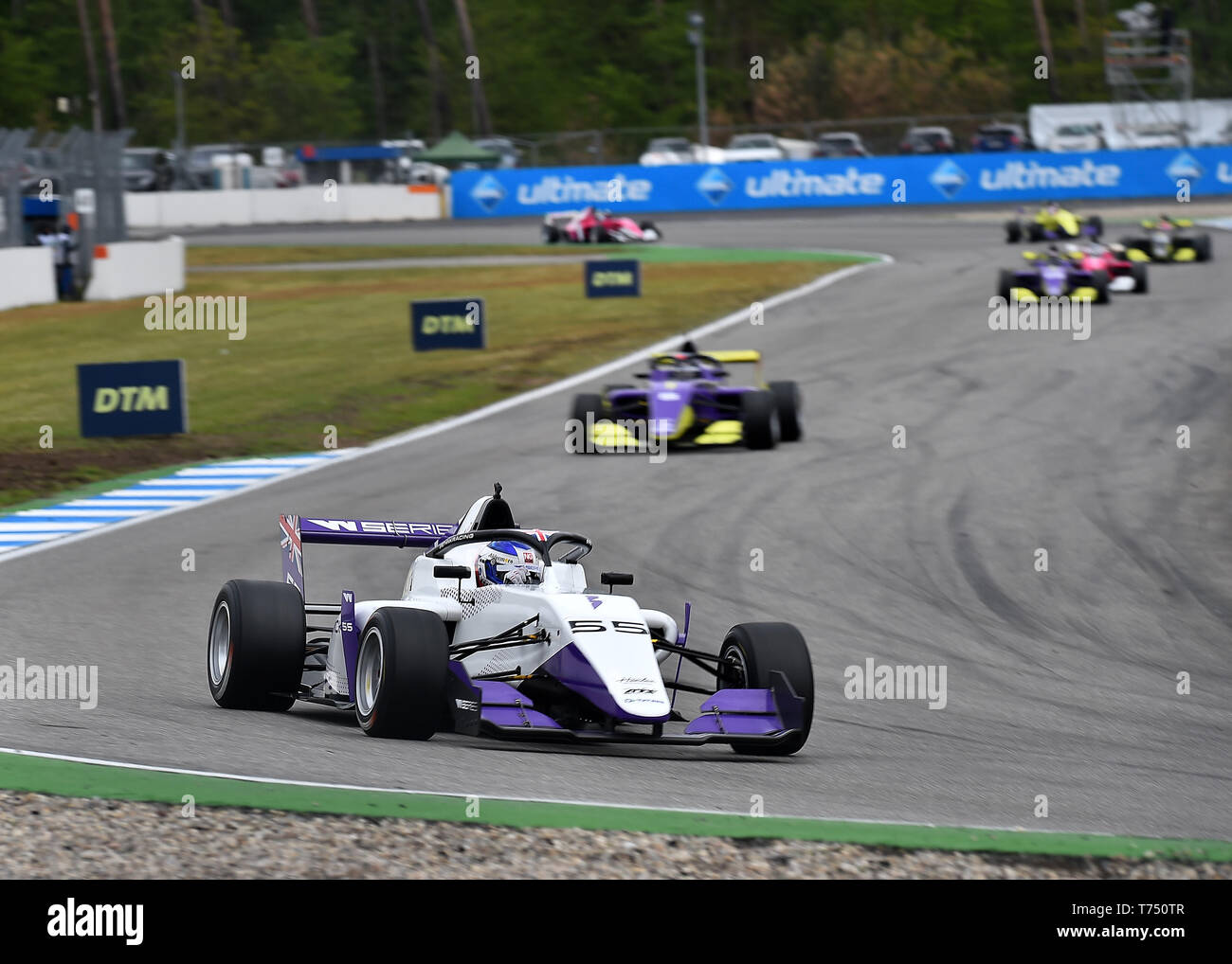 Hockenheim, Germany. 04th May, 2019. Motorsport: W-Series, Hockenheimring. Jamie Chadwick leads the field. In Hockenheim, a new racing series for women only started its debut season. The 'W Series' is intended to help female drivers achieve a career as professionals, ideally in Formula 1. Credit: Hasan Bratic/dpa/Alamy Live News Stock Photo