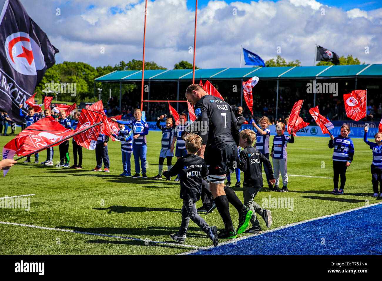 London, UK. 04th May, 2019. 4th May 2019, Allianz Park, London, England; Gallagher Premiership, Saracens vs Exeter Chiefs ; Schalk Burger (07) of Saracens heads out onto the pitch Credit: Georgie Kerr/News Images Credit: News Images /Alamy Live News Stock Photo