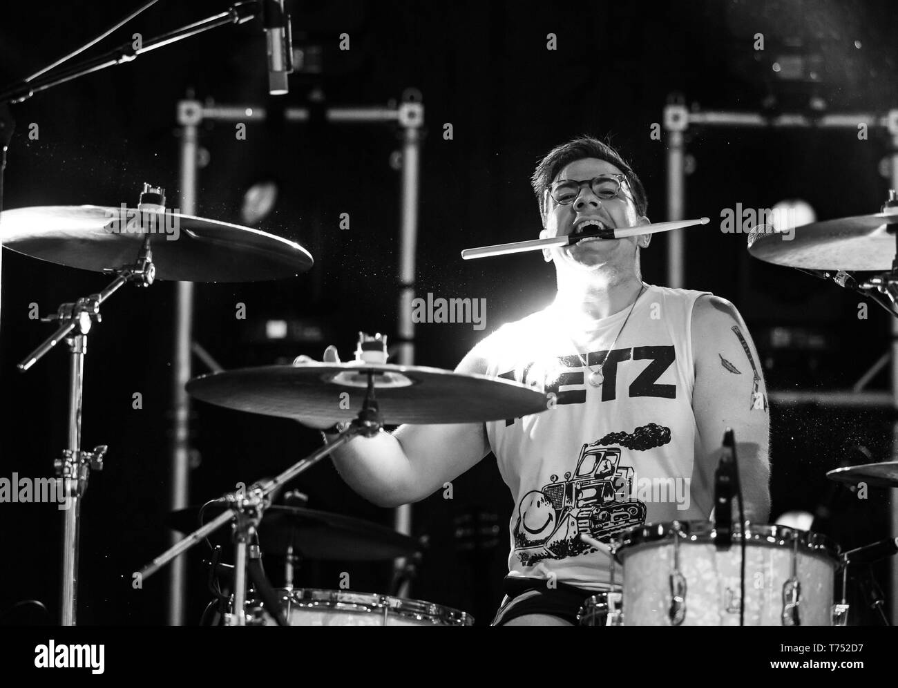 Atlanta, Georgia, USA. 03rd May, 2019. Jon Beavis of Idles performs during day 1 of Shaky Knees Music Festival at Atlanta Central Park on May 03, 2019 in Atlanta, Georgia. Photo: Ryan Fleisher/imageSPACE/MediaPunch Stock Photo