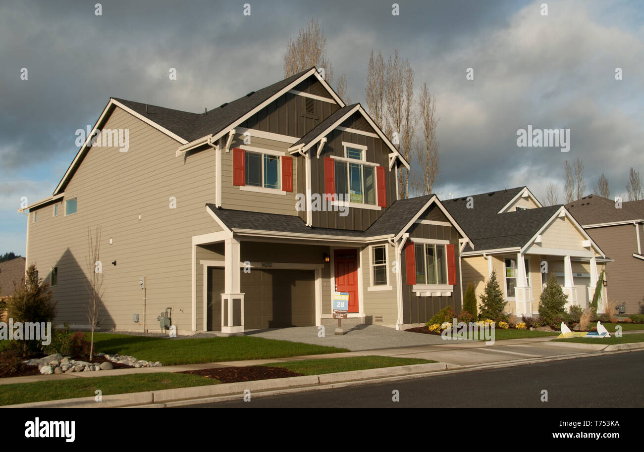 Newly constructed homes in Monroe,Washington northeast of Seattle,Washingting ton Stock Photo