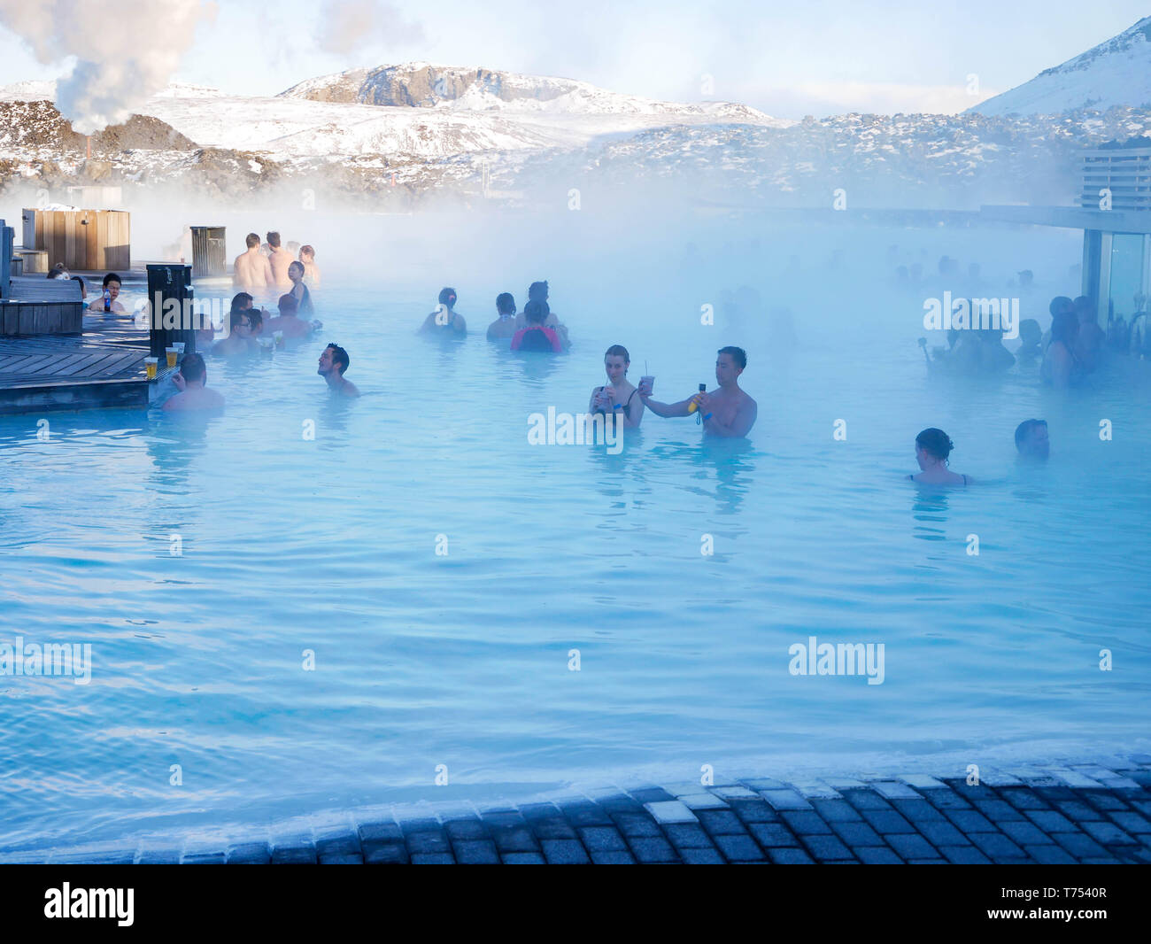 Ireland, APR 4 People enjoying in the famous Blue Lagoon hot springs