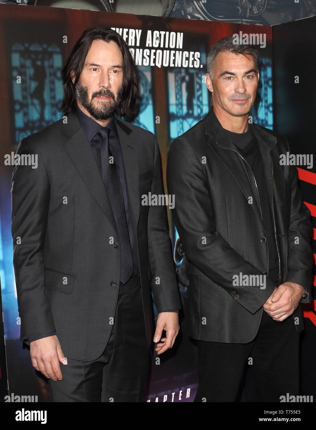 Keanu Reeves and Chad Stahelski seen attending the John Wick: Chapter 3 Parabellum, a special film screening at The Ham Yard Hotel, Denman Street. Stock Photo