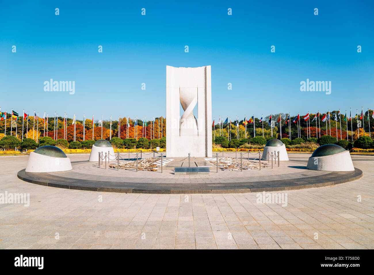 Seoul, Korea - November 2, 2018 : Olympic park Peace square monument at autumn Stock Photo
