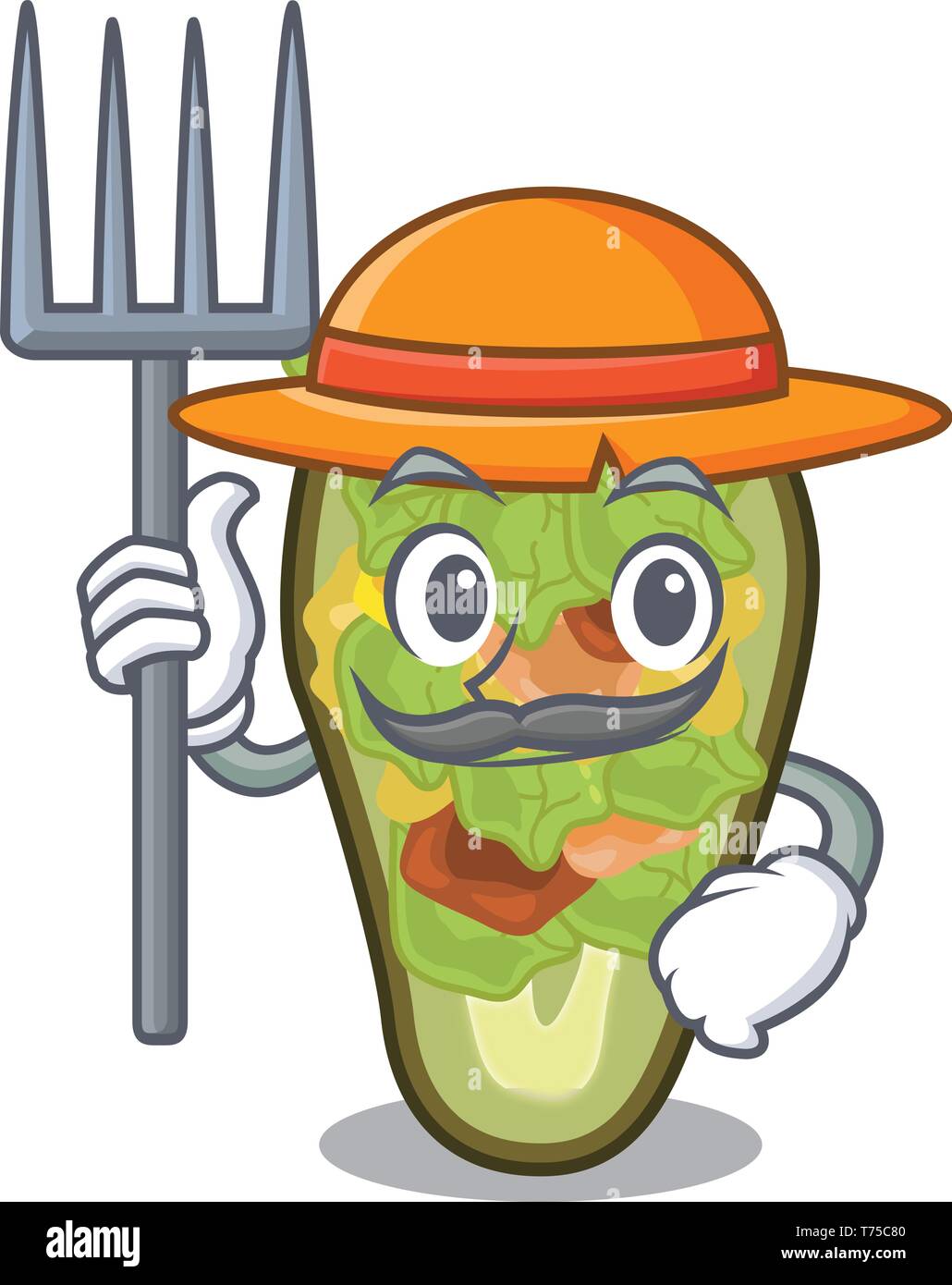 Farmer stuffed avocado isolated with the cartoon Stock Vector