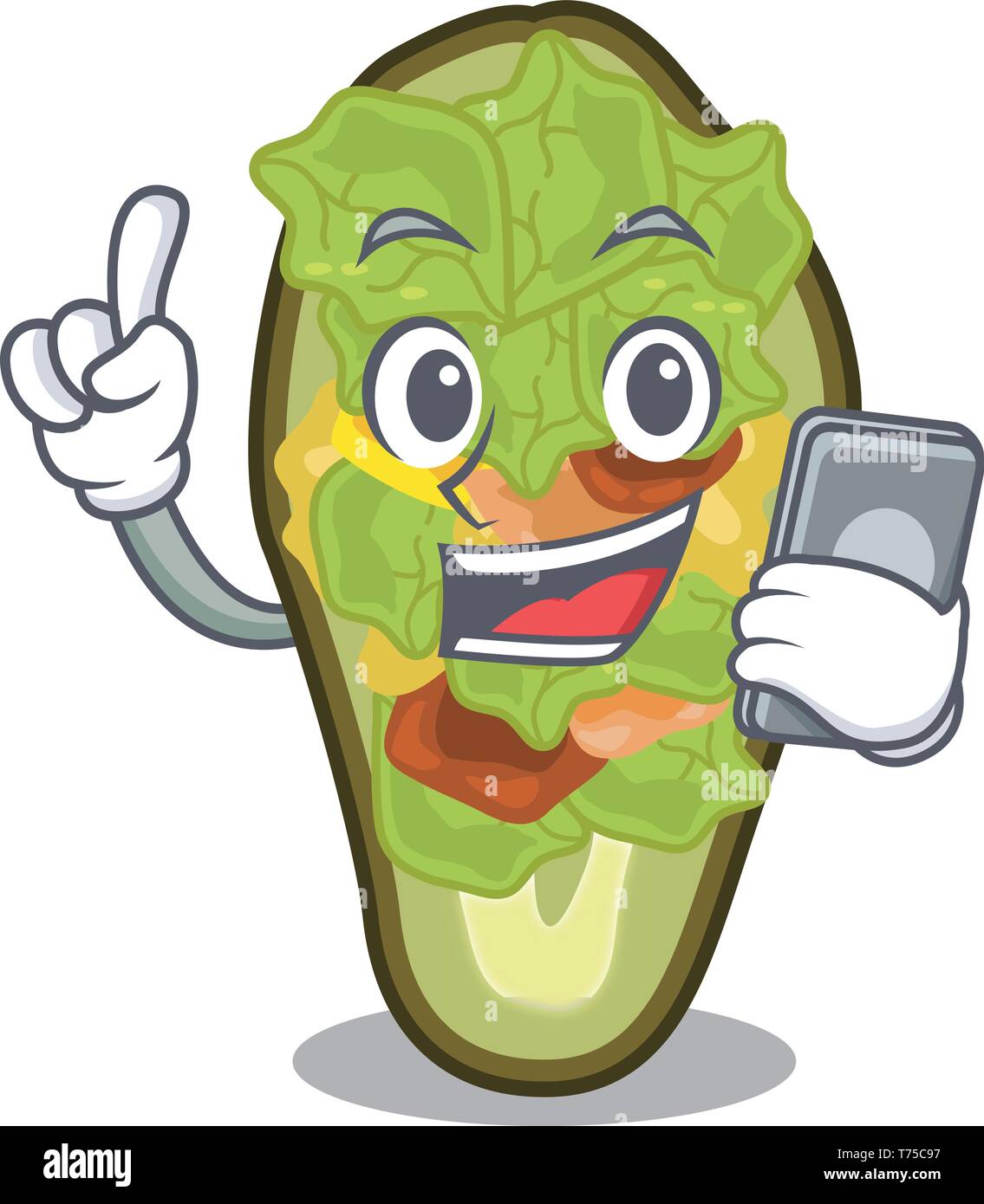 With phone stuffed avocado isolated with the cartoon Stock Vector Image ...