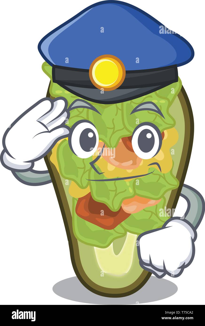 Police stuffed avocado isolated with the cartoon Stock Vector