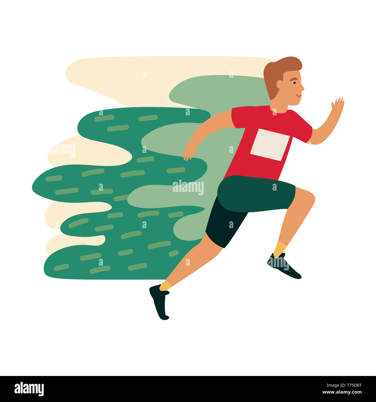 Runner athlete in motion. Athlete sprinter guy on workout. Funny cartoon man running. Stock Photo