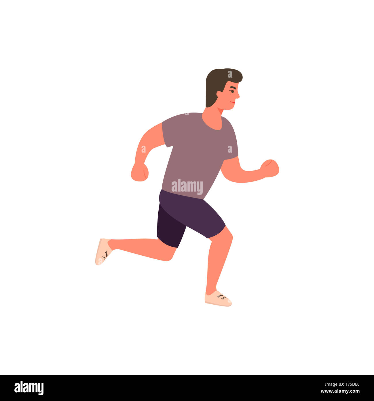 Runner athlete in motion. Athlete sprinter guy on workout. Flat cartoon man  running. illustration on white background Stock Photo - Alamy