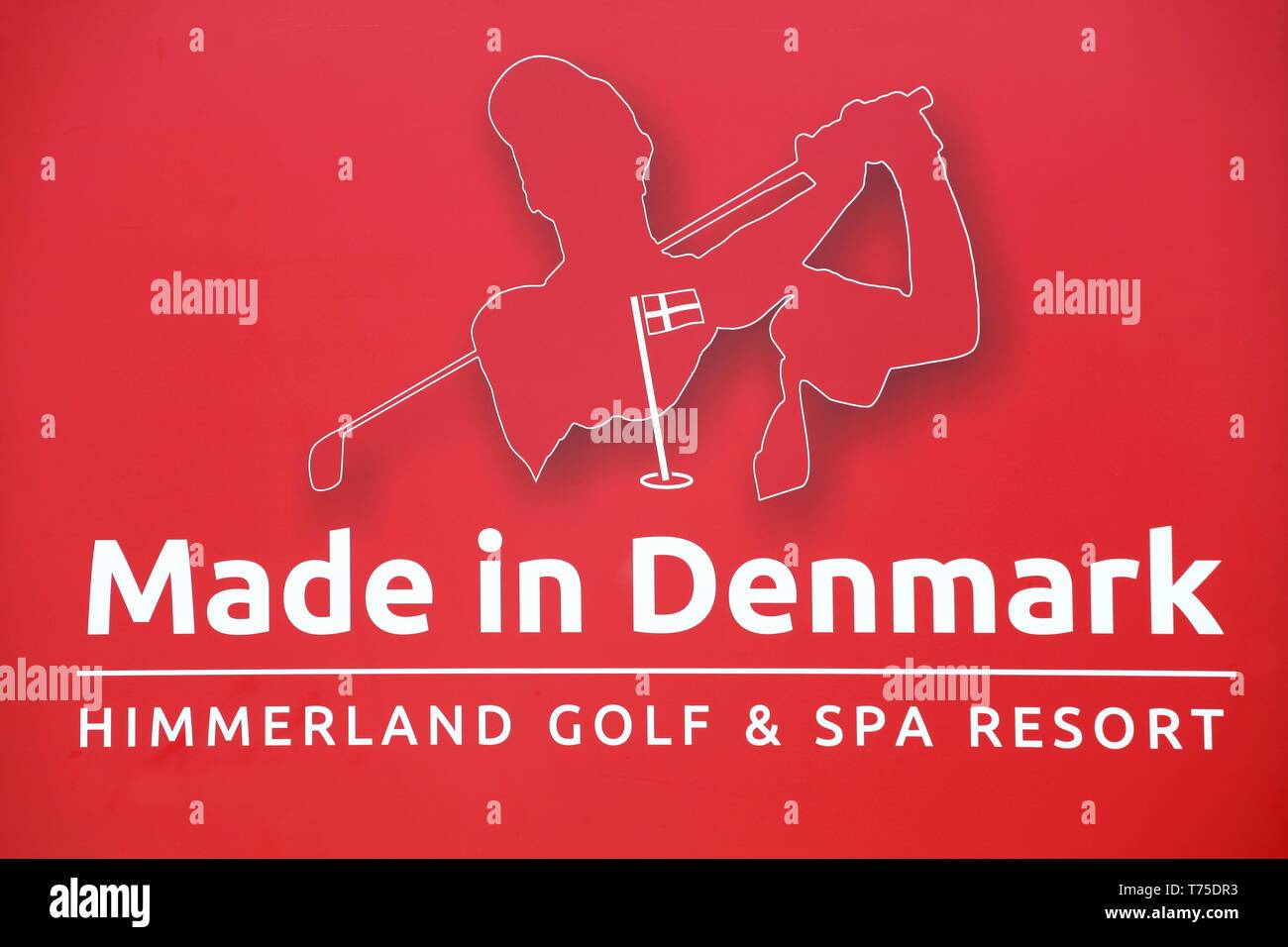 Himmerland, Denmark - August 23, 2017: Made in Denmark sign on a panel. Made in Denmark is a European Tour golf tournament played annually in Denmark Stock Photo