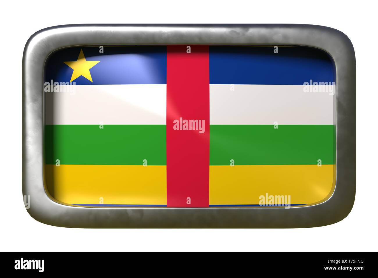 3d rendering of a Central African Republic flag on a rusty sign ...