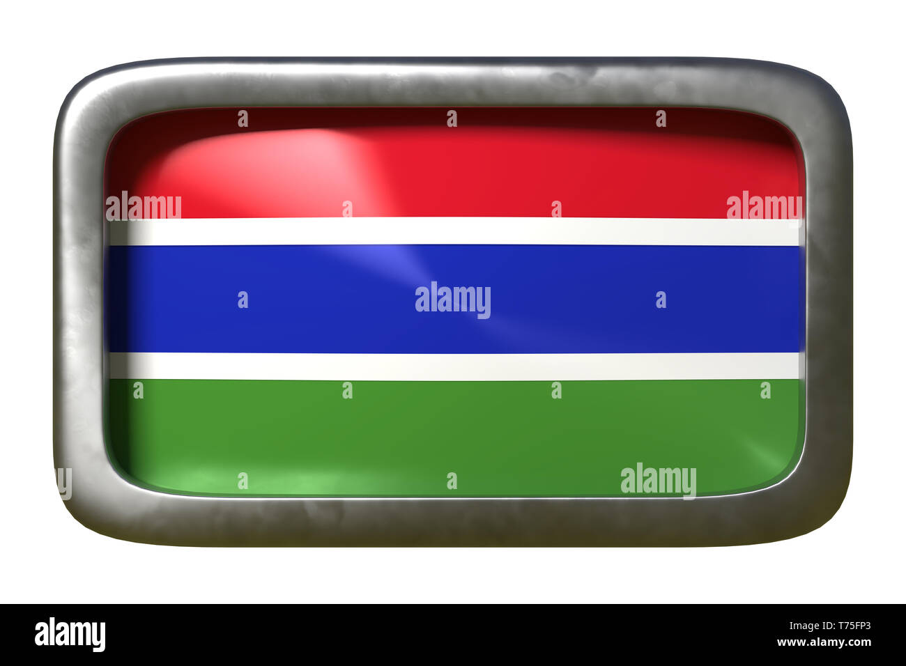 3d rendering of a Gambia flag on a rusty sign isolated on white ...