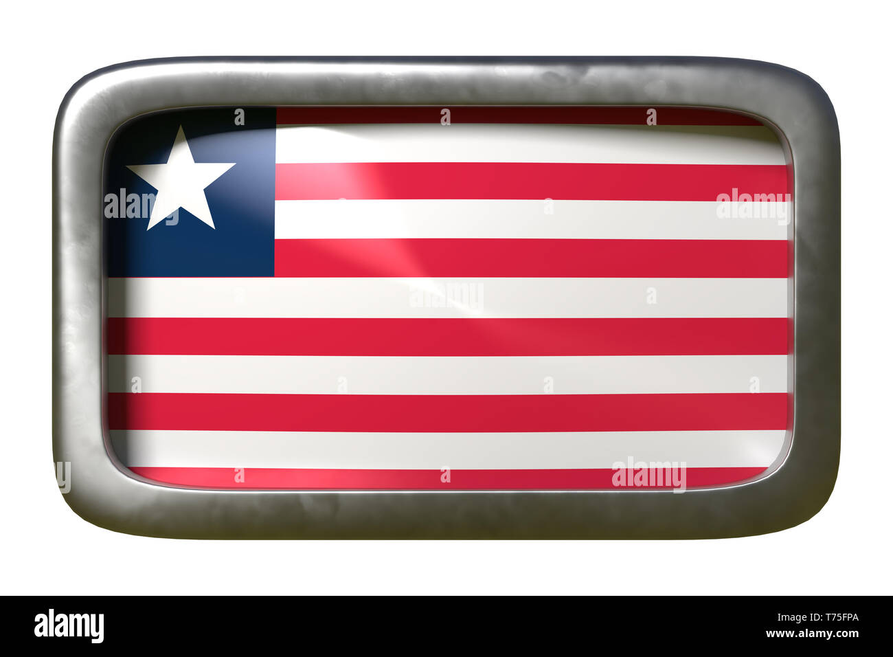 3d rendering of a Liberia flag on a rusty sign isolated on white ...