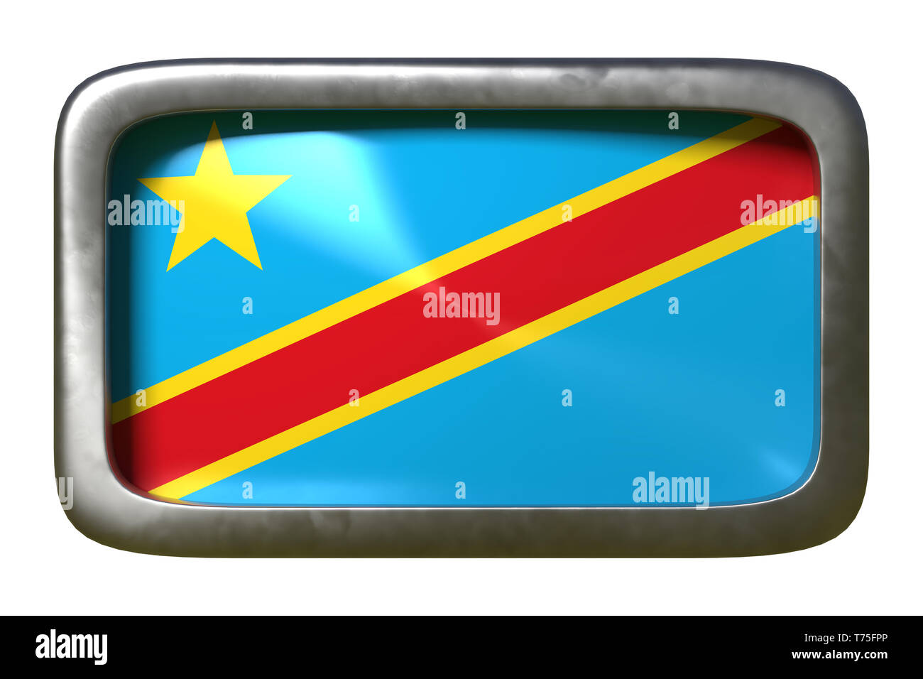 3d rendering of a Democratic Republic of Congo flag on a rusty sign ...