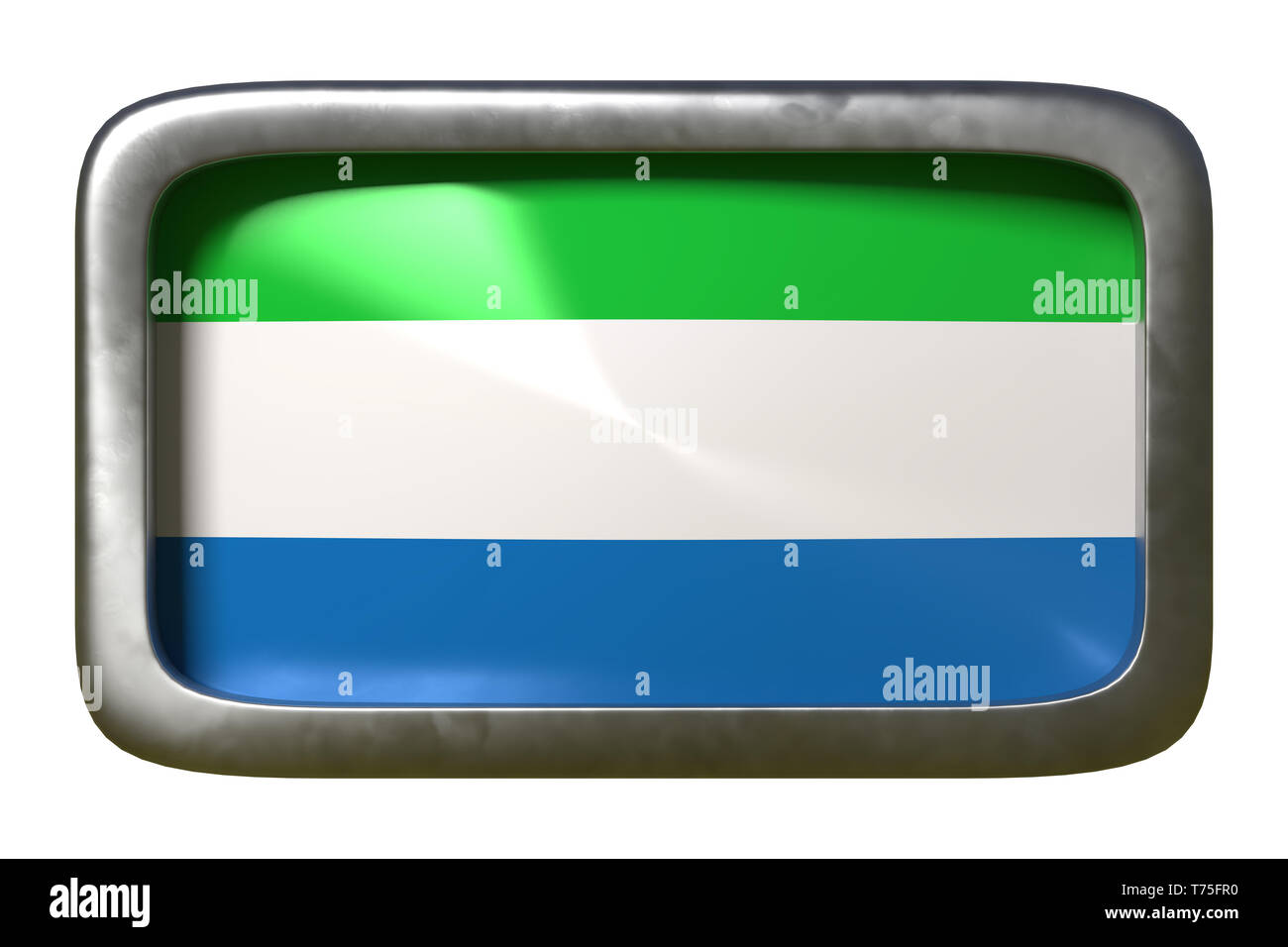 3d rendering of a Republic of Sierra Leone flag on a rusty sign ...