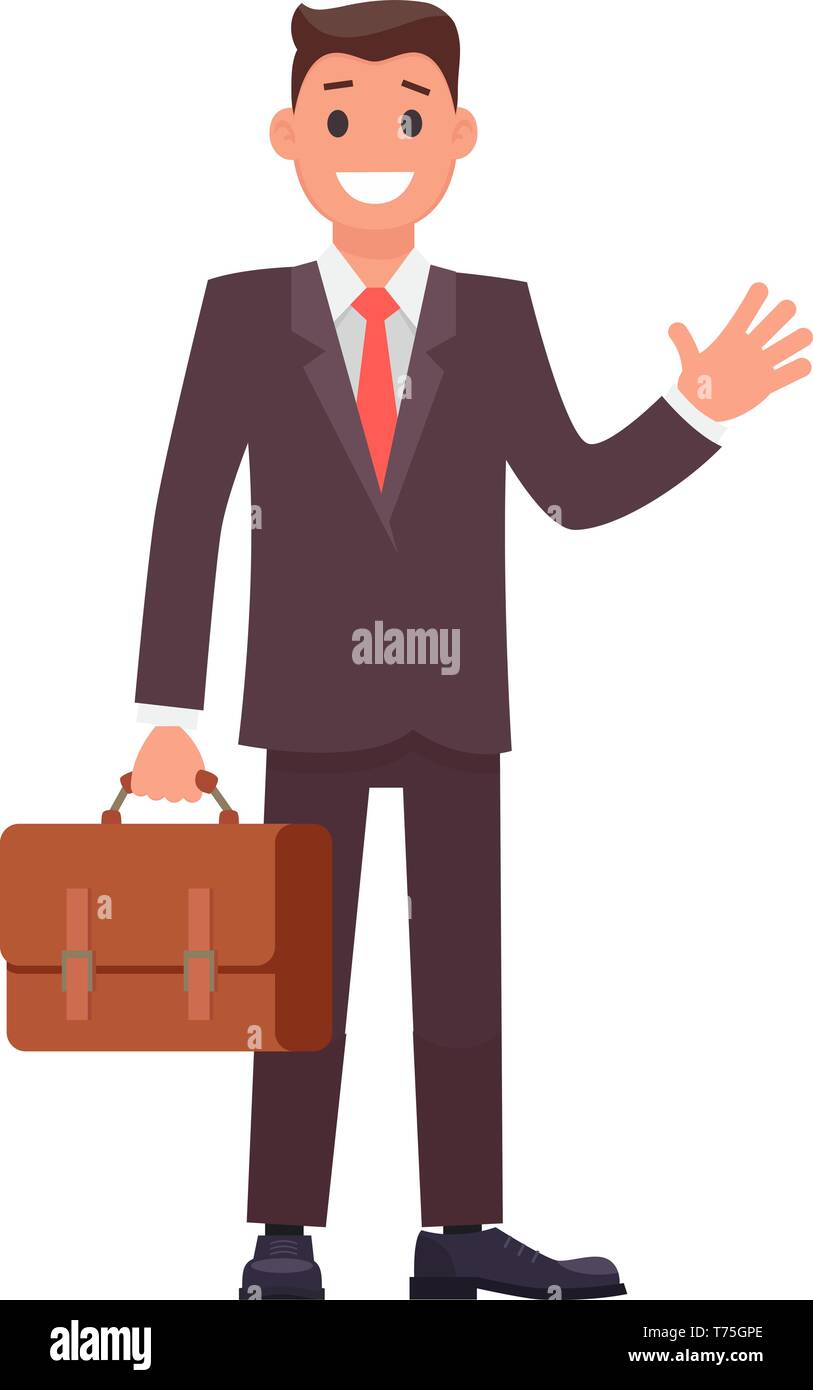 Flat Design Character Businessman with Briefcase. Vector Stock Vector ...