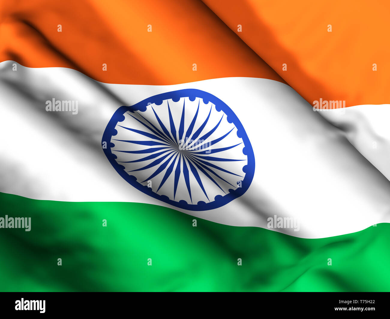 Waving close up India flag background. 3d illustration Stock Photo - Alamy
