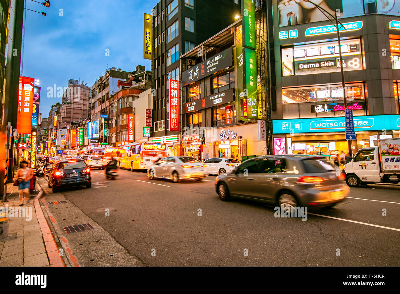 Motion Blur of cars and traffic passing through Chengu Road in