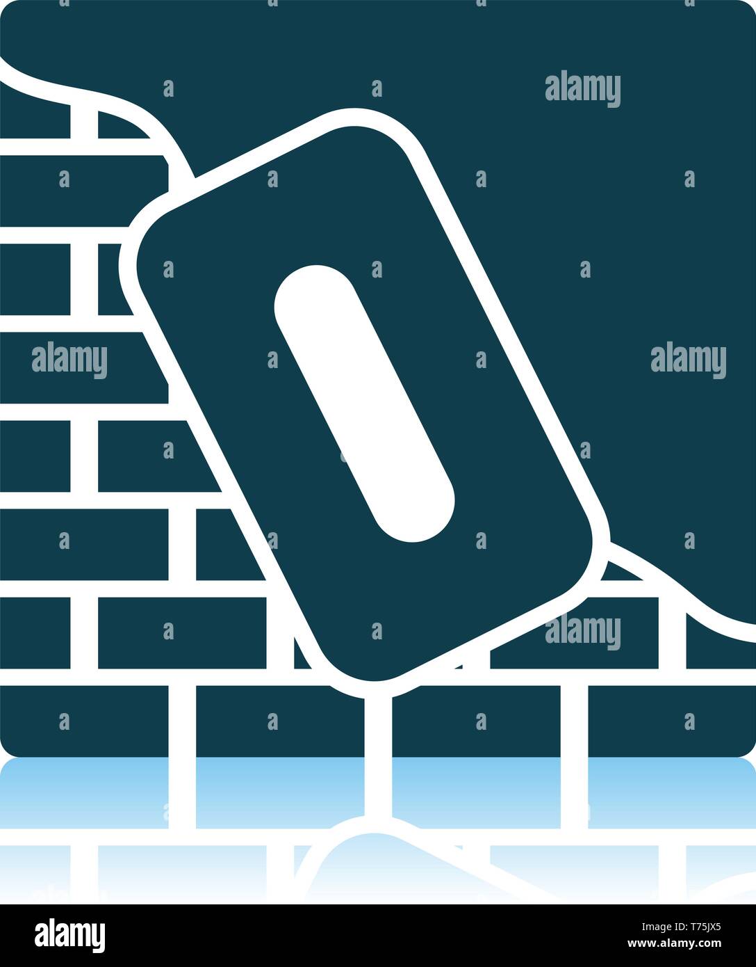 Icon Of Plastered Brick Wall. Shadow Reflection Design. Vector ...