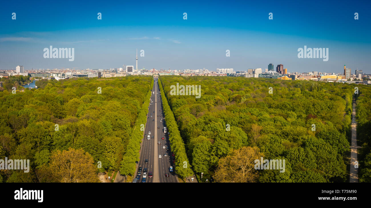 Berlin, view from the Siegessäule over the park and ctity Stock Photo