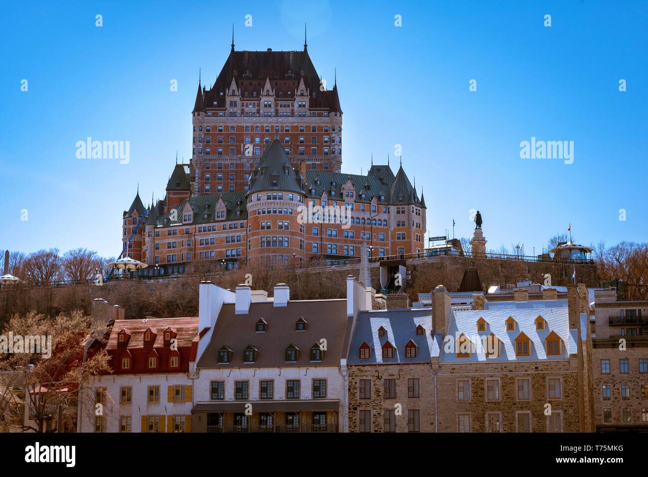 View Of The Chateau Frontenac From The Old Port In Quebec City Stock Photo Alamy