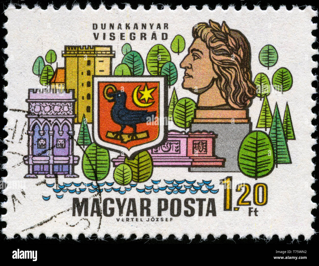 Postage stamp from Hungary in the Cities of the Dunakanyar series issued in 1969 Stock Photo