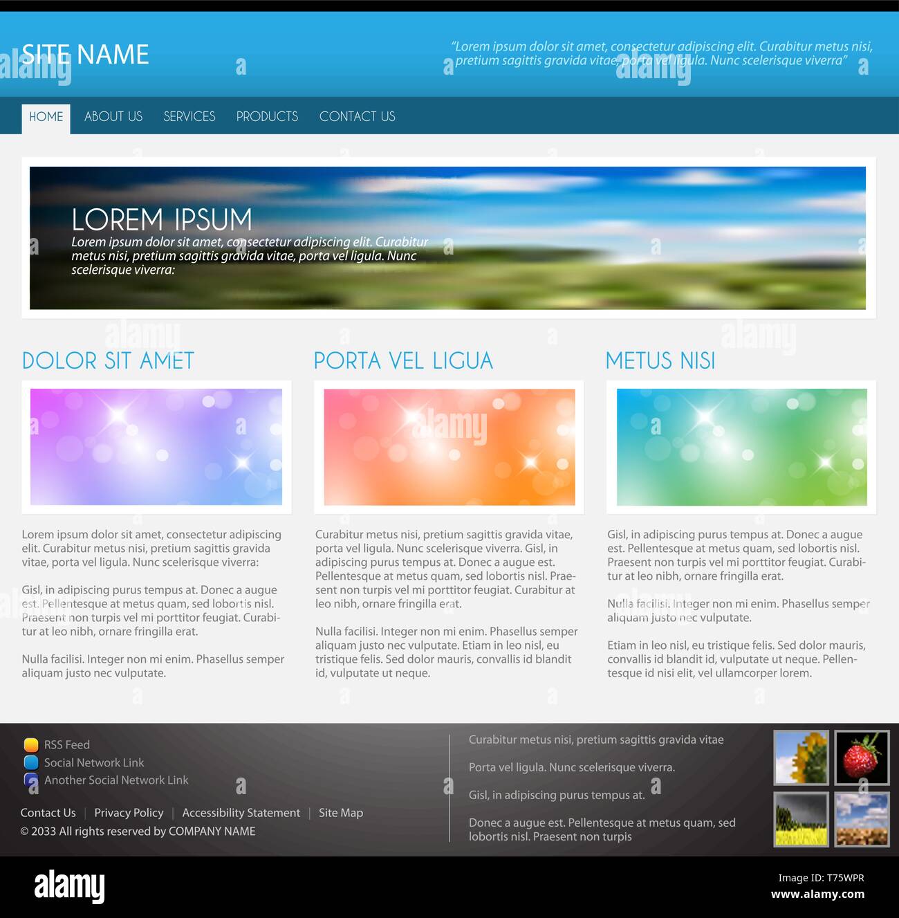 Vector Modern web page template - blue version Stock Vector Image & Art ...