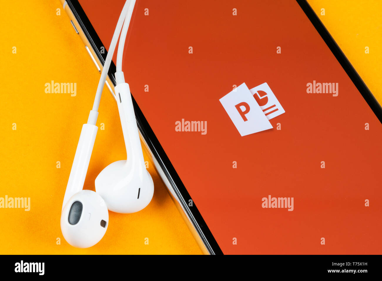 Helsinki, Finland, May 4, 2019: Microsoft office Powerpoint application ...