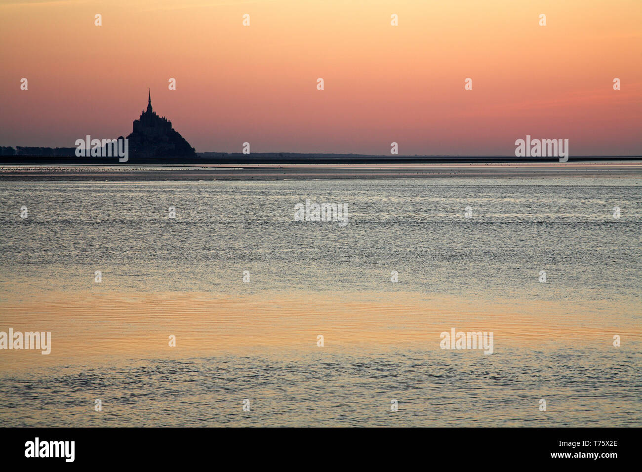 Sunset over le Mont-St-Michel Normandy France Stock Photo