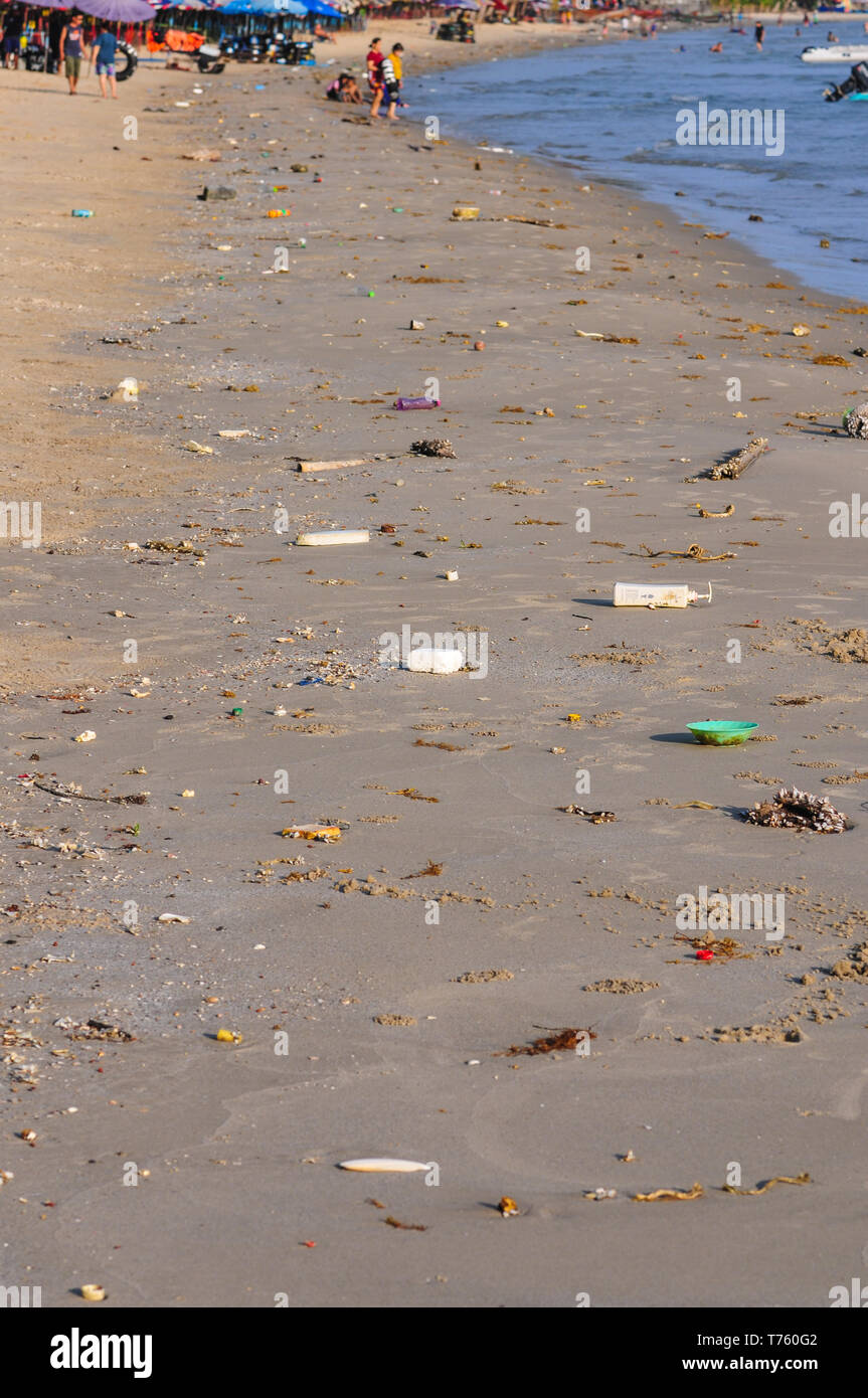 Thailand beach pollution Stock Photo
