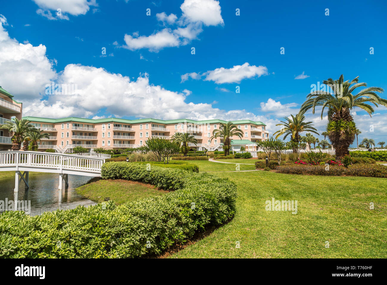 Landscaping in Coastal Condo Courtyard Stock Photo