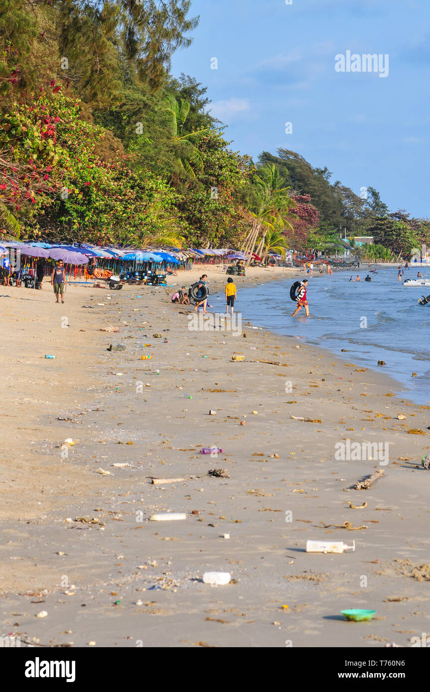 Thailand beach pollution Stock Photo